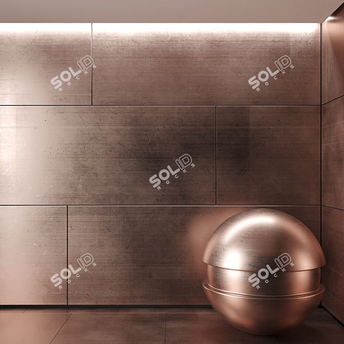 Seamless Brushed Copper Metal 3D model image 1