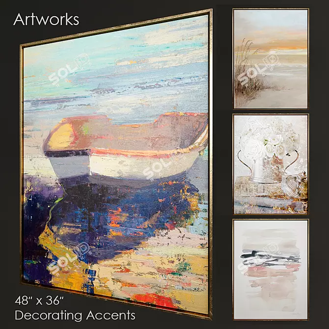 Modern Artworks Collection | 4-Piece Set 3D model image 1