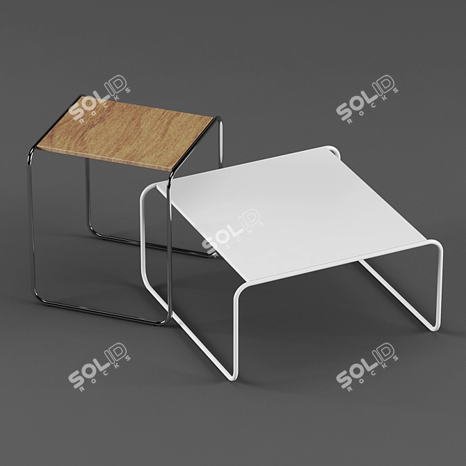 Contemporary Square Coffee Table 3D model image 1