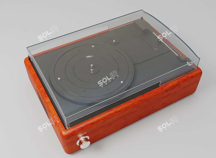 Vintage Vinyl Record Player 3D model image 2