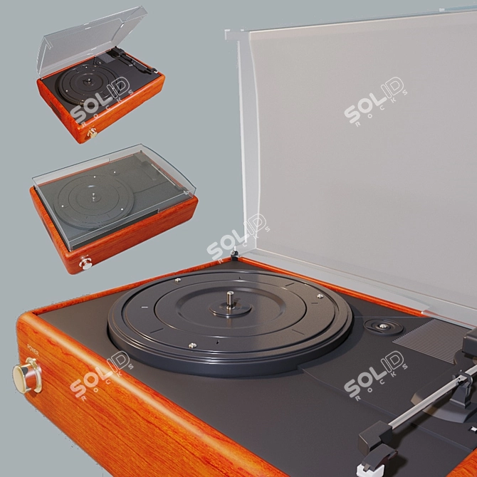 Vintage Vinyl Record Player 3D model image 4