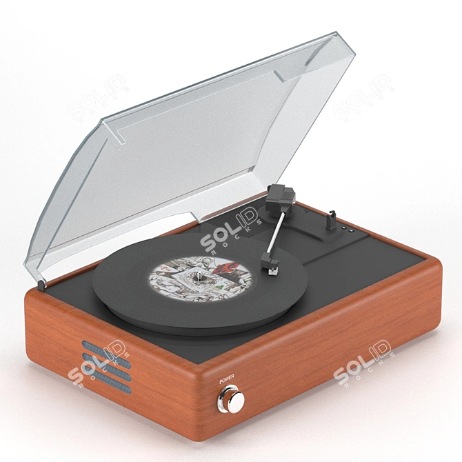 Vintage Vinyl Record Player 3D model image 6