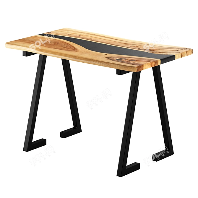 Rika Strange Black River: Stylish Wooden Dining Table 3D model image 1