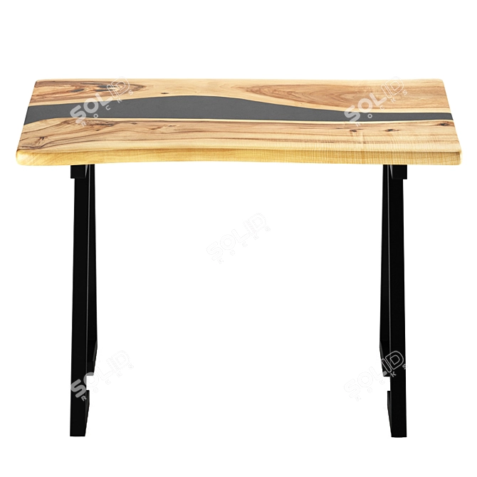 Rika Strange Black River: Stylish Wooden Dining Table 3D model image 2