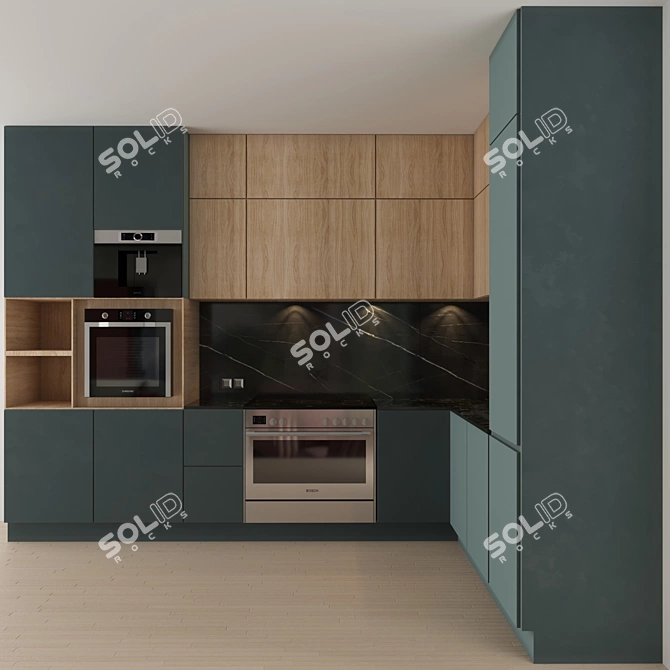 Bosch Kitchen Set: Coffee Maker & Oven 3D model image 2