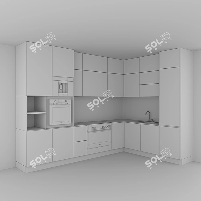 Bosch Kitchen Set: Coffee Maker & Oven 3D model image 3