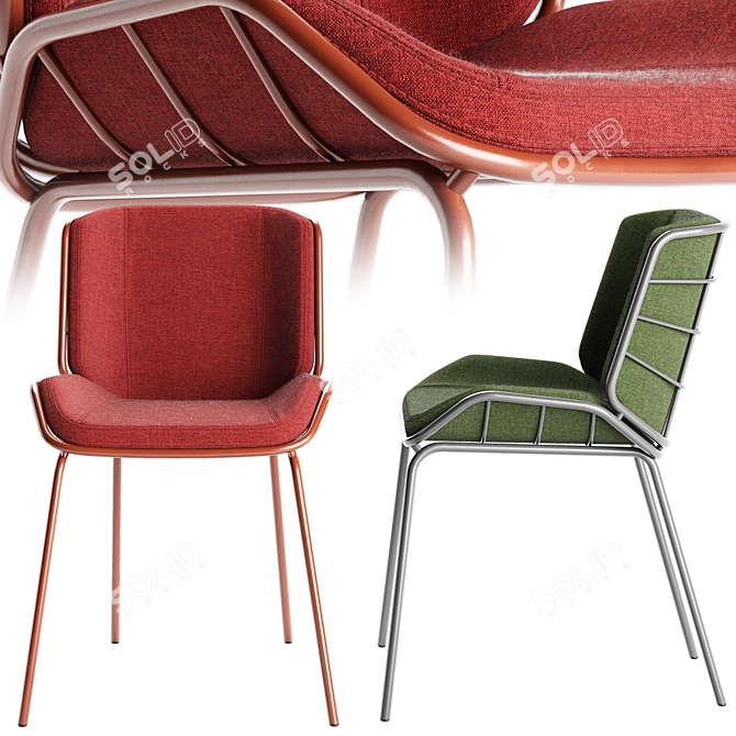 Italian Handmade Traba Red Chair 3D model image 2