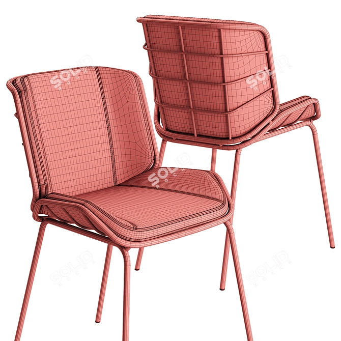 Italian Handmade Traba Red Chair 3D model image 5