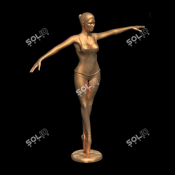 Elegant Ballerina Fountain 3D model image 2