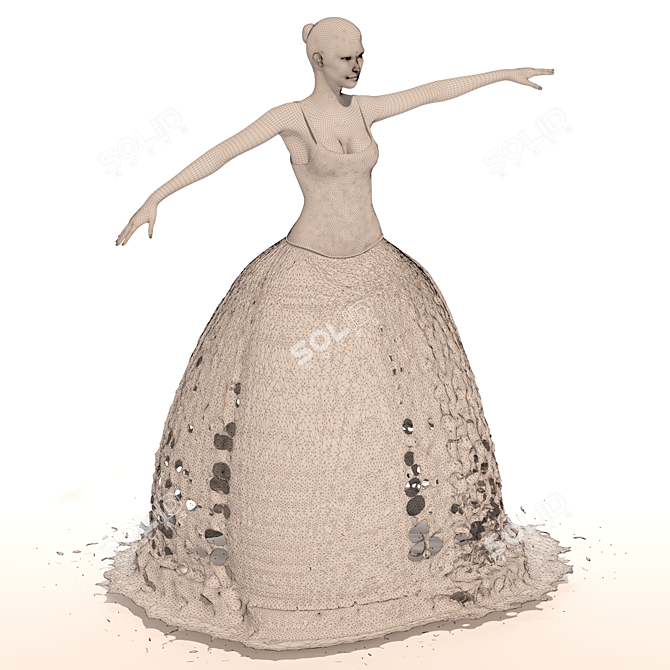 Elegant Ballerina Fountain 3D model image 3