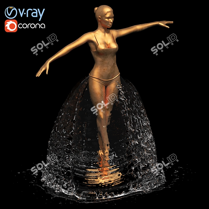 Elegant Ballerina Fountain 3D model image 6