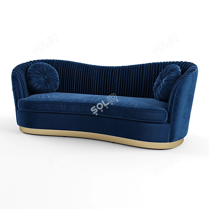 Royal Blue Velvet Upholstered Sofa 3D model image 3