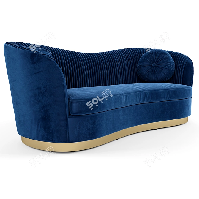 Royal Blue Velvet Upholstered Sofa 3D model image 4