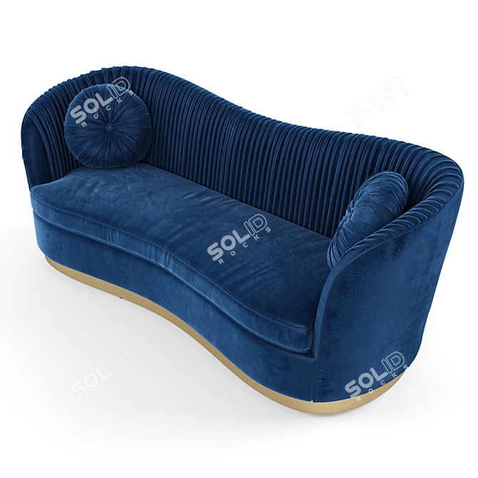 Royal Blue Velvet Upholstered Sofa 3D model image 5