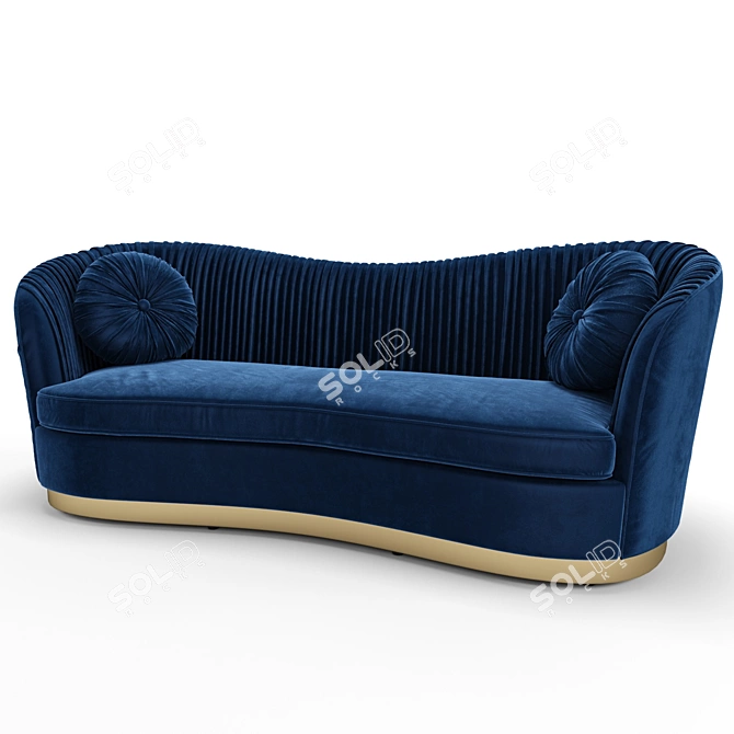 Royal Blue Velvet Upholstered Sofa 3D model image 7