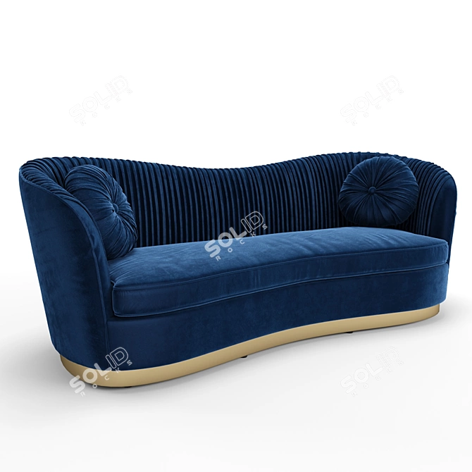 Royal Blue Velvet Upholstered Sofa 3D model image 8