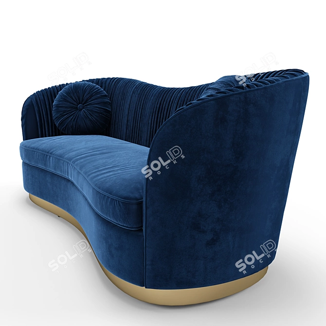 Royal Blue Velvet Upholstered Sofa 3D model image 1