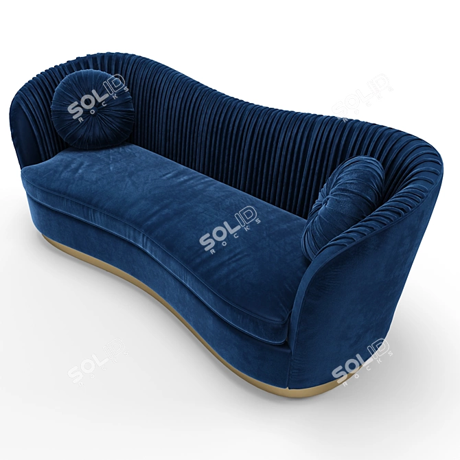 Royal Blue Velvet Upholstered Sofa 3D model image 2