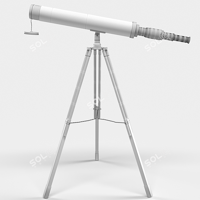 Antique Style Vintage Telescope 3D model image 7