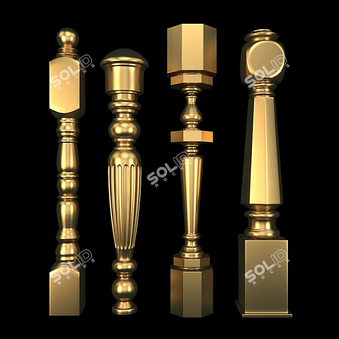 Elegant Wood and Gold Balyasina 3D model image 2