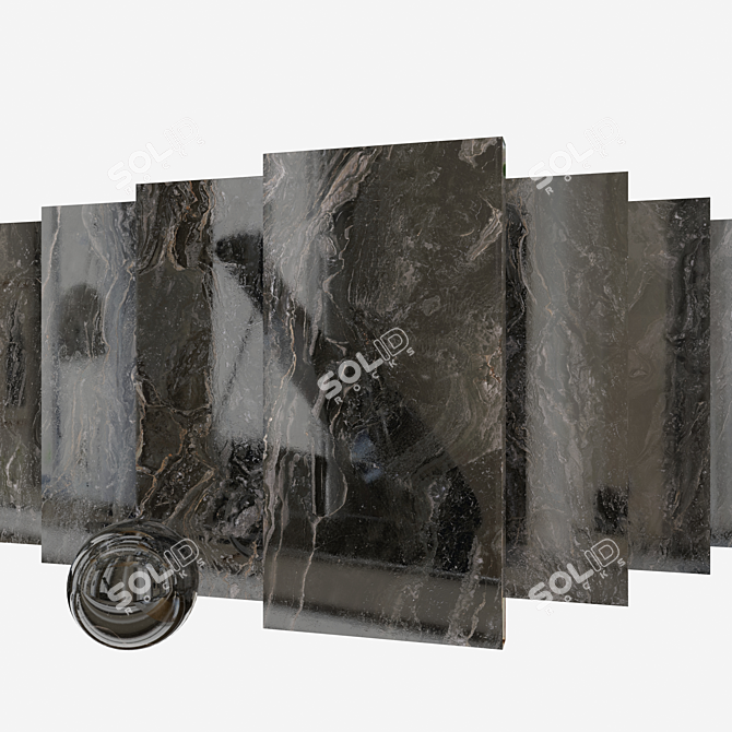 Elegant Orobico Dark Marble Set 3D model image 1