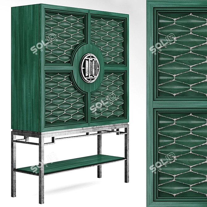 Green Deco Chest: Vintage Charm & Practical Storage 3D model image 1