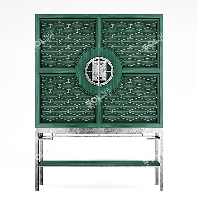 Green Deco Chest: Vintage Charm & Practical Storage 3D model image 2