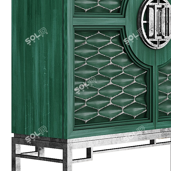 Green Deco Chest: Vintage Charm & Practical Storage 3D model image 3