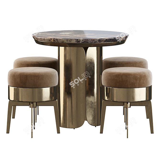 Stylish Gabriel Coffee Table & Feel Good Pouf 3D model image 2