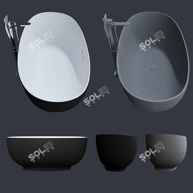 Sleek RAK-CLOUD Bathtub - 753 x 1400 mm 3D model image 2