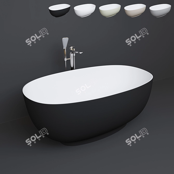 Sleek RAK-CLOUD Bathtub - 753 x 1400 mm 3D model image 4