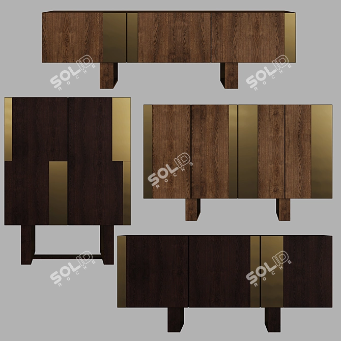 Albertino Wooden Metal Chests 3D model image 1