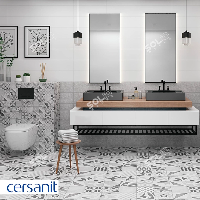 Cersanit Terrazzo Gray Tile - Modern and Stylish 3D model image 2