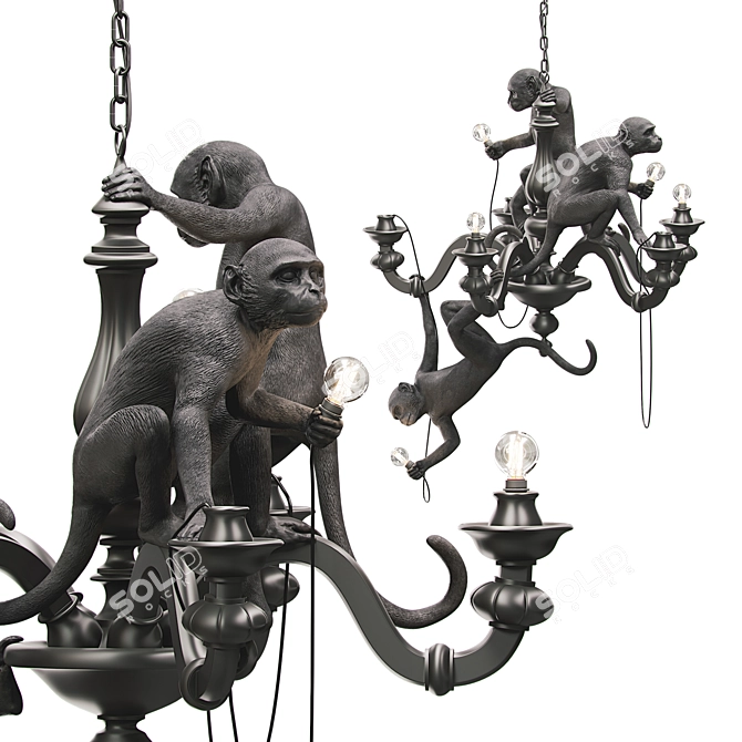 Whimsical Monkey Chandelier 3D model image 1