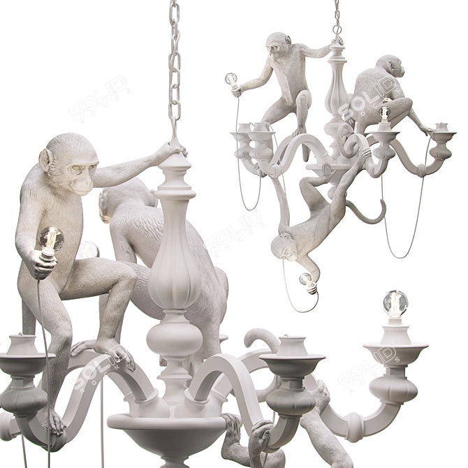 Whimsical Monkey Chandelier 3D model image 4