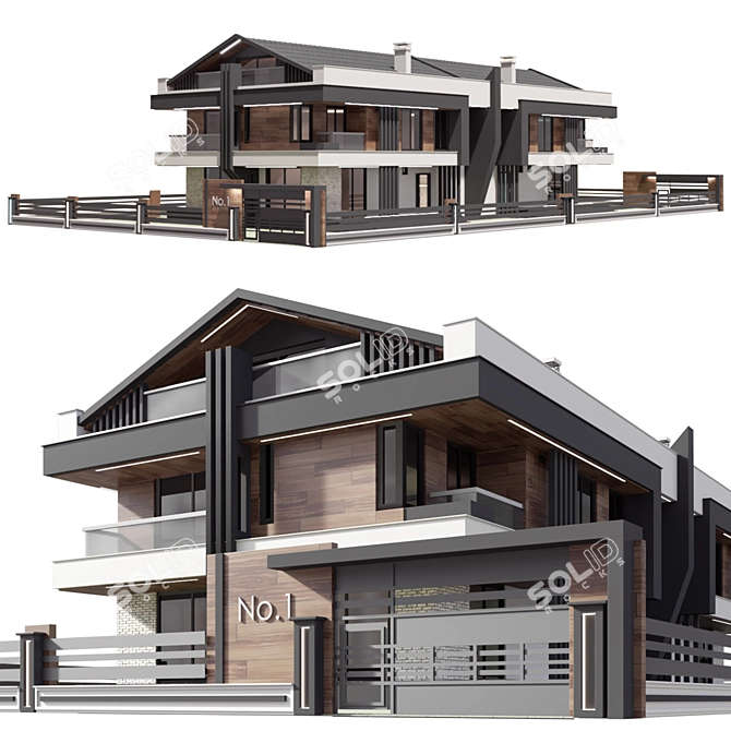Modern Residential Building 3D Model 3D model image 2
