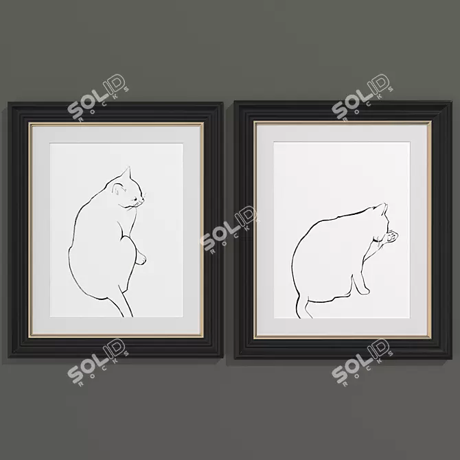 Modern Cat Art Set 3D model image 1