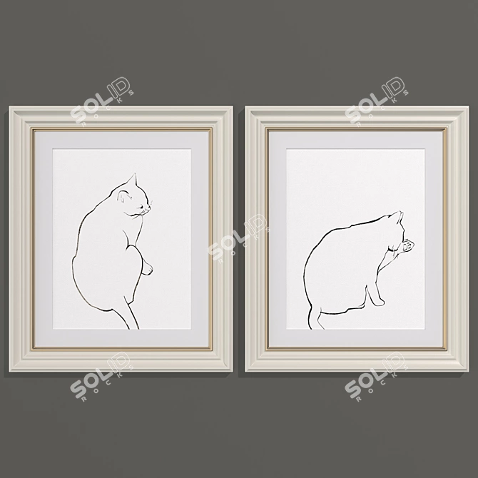 Modern Cat Art Set 3D model image 2