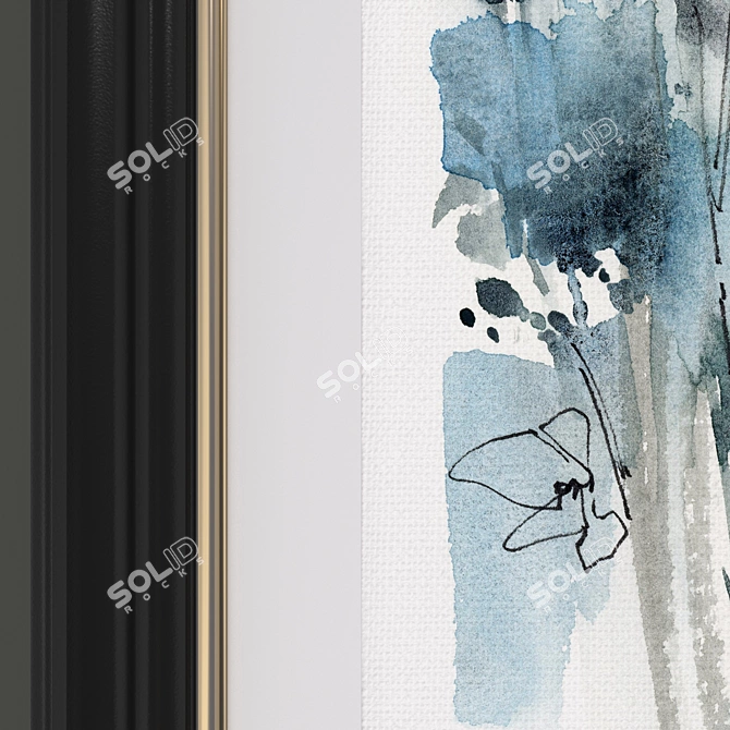 Modern Blue Abstract Art Set 3D model image 3