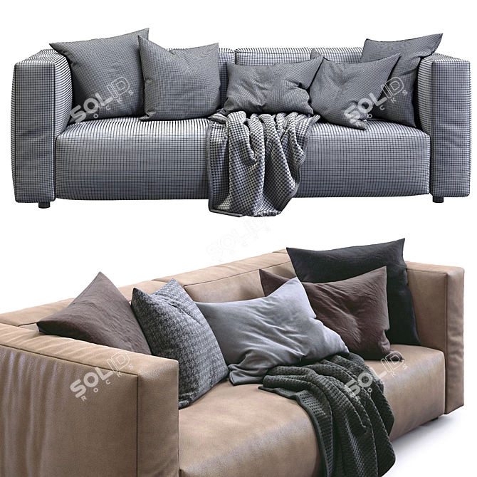 Prostoria Leather Match Sofa: Modern Elegance 3D model image 5