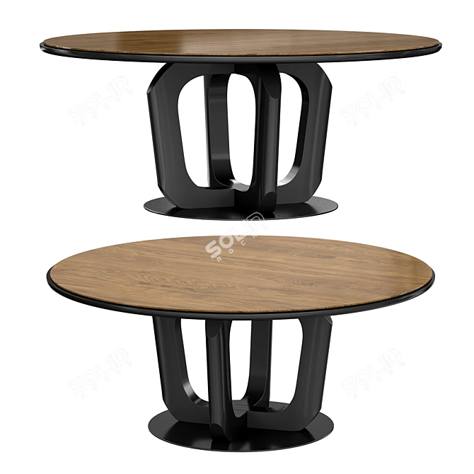 Scandinavian Leather Dining Set 3D model image 4