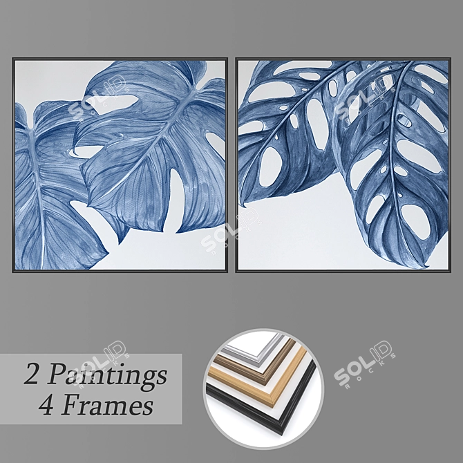 Artistic Wall Paintings Set 3D model image 1