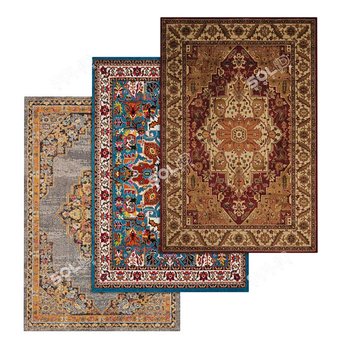 Luxury Texture Rug Set 3D model image 1