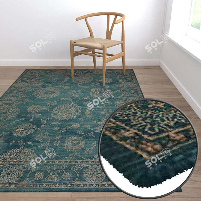Versatile 3-Carpet Set: High-Quality Textures 3D model image 5