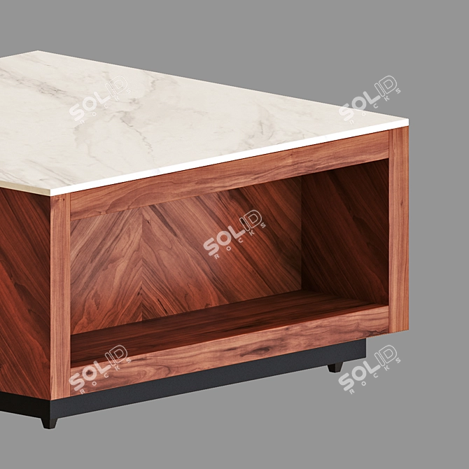Luxury Marble & Wood Coffee Table - Suspend II 3D model image 2
