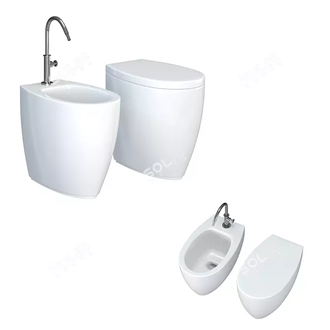 Sleek White Toilet 3D model image 2