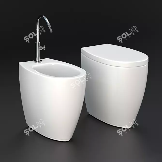 Sleek White Toilet 3D model image 3