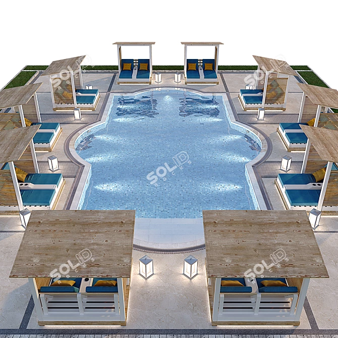 Luxury Pool Area for Relaxation 3D model image 1