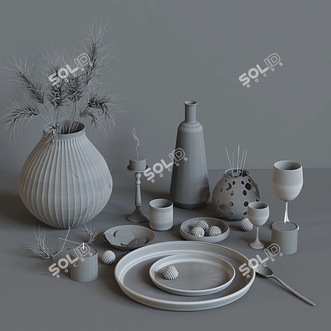Elegant Decorative Set 06 3D model image 4