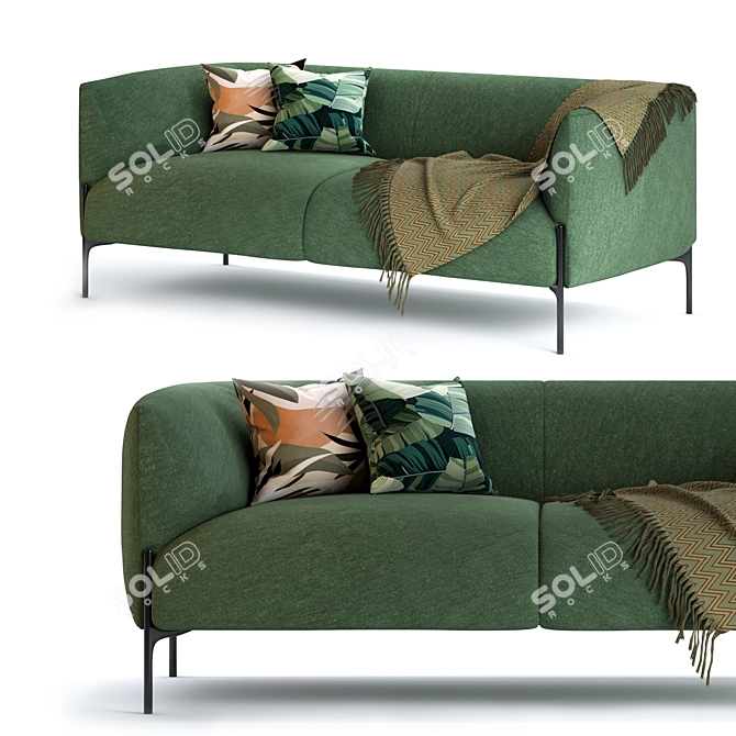 Organic Curve Panda Sofa 3D model image 1